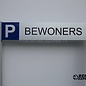 Parkeerbord Bewoners luxe frame paneel 10x50 cm en 2 palen