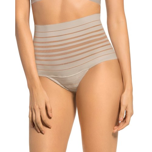 Lace Stripe High-Waisted Cheeky Hipster Leonisa | Nude