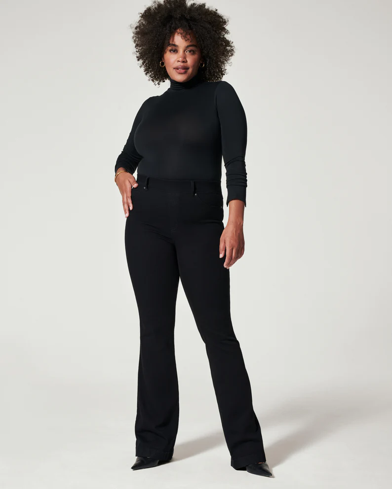 Spanx high rise flare jeans in black