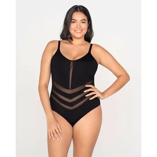 Shape Swimsuit with Mesh Cutouts Leonisa | Black