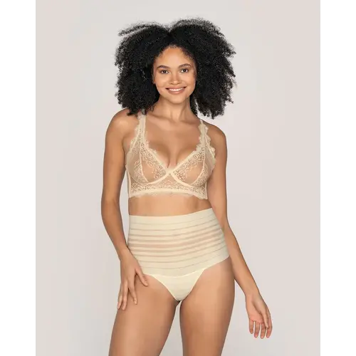 Lace Stripe High-Waisted Cheeky Hipster Leonisa | Off White