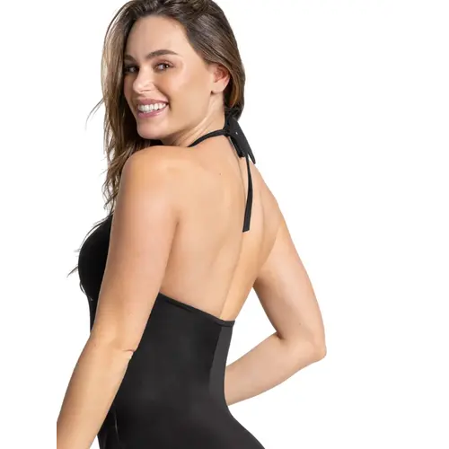 Striped Mesh Overlay Slimming Swimsuit | Black