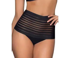 Leonisa | Invisible High Waisted Tummy Control Stripe Lace Underwear |  Shapewear Panties for Women | 12903