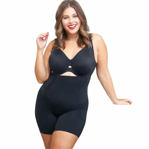 Oncore Open Bust Mid Thigh Bodysuit SPANX | Black