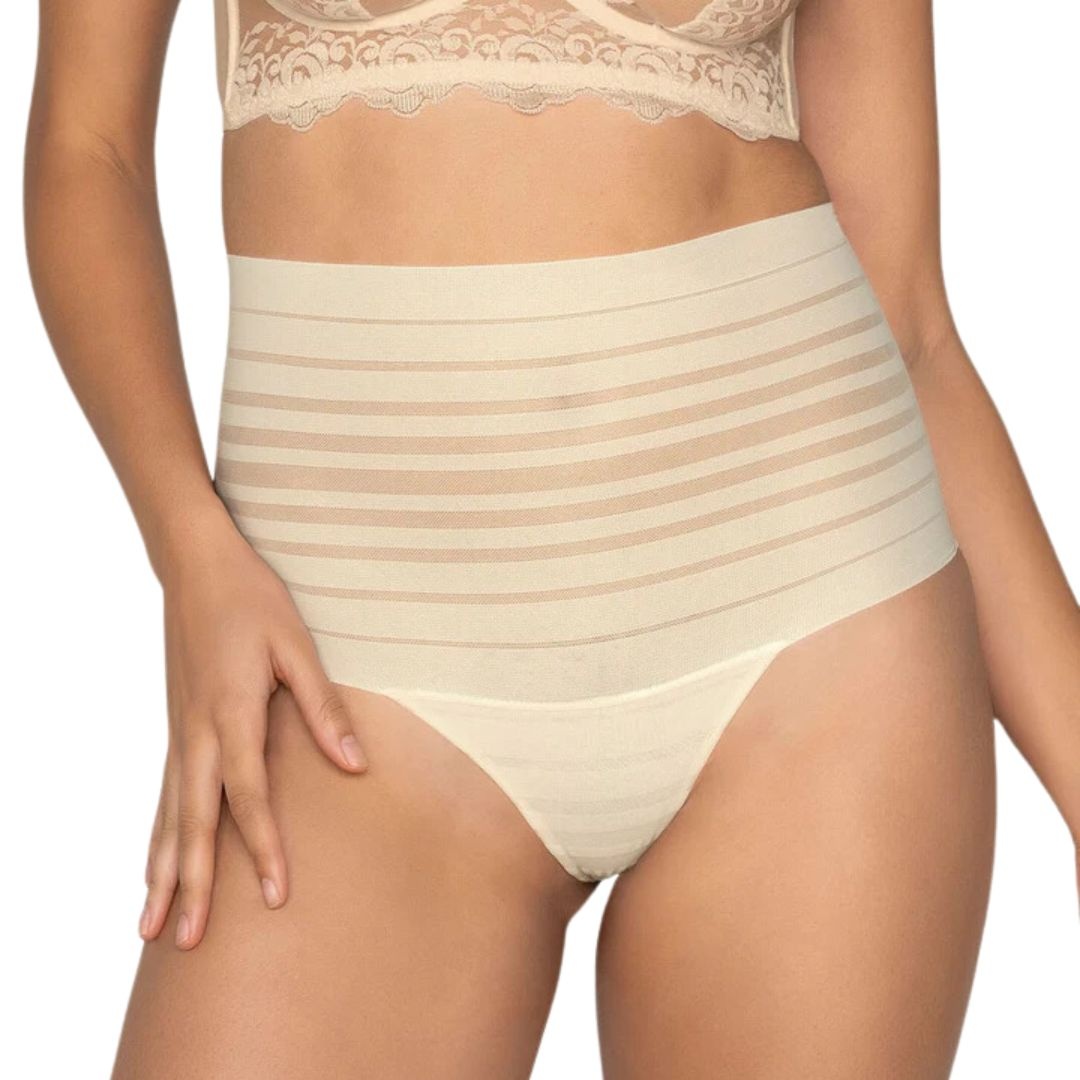 Lace Stripe High-Waisted Cheeky Hipster | Off White | Maat S
