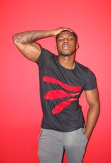 Black T-shirt with Red Velvet Rips