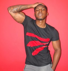 Black T-shirt with Big Red Velvet Rips