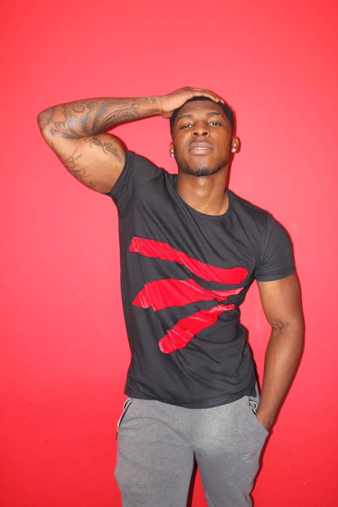 Black T-shirt with Red Velvet Rips