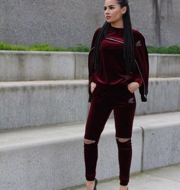 Womens Red Velvet Tracksuit