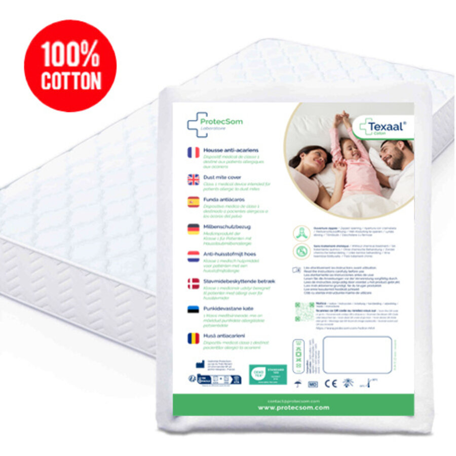 Anti-dust mite fitted sheets for mattress - 100% cotton - Texaal-1