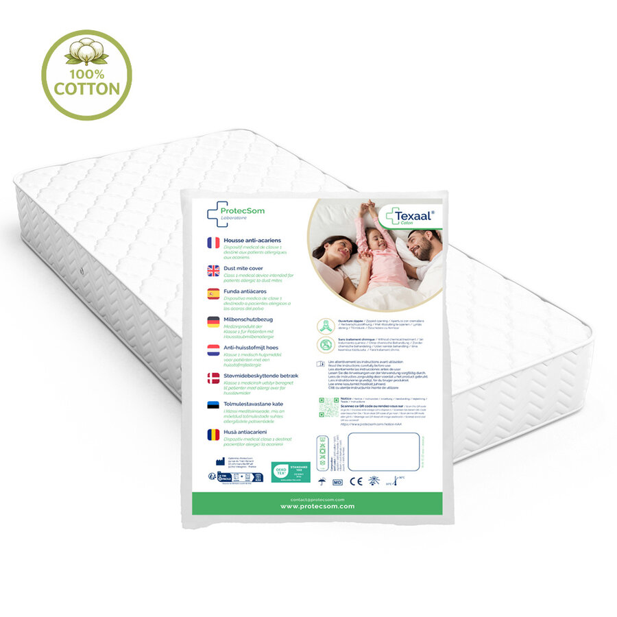 Milbenabweisende Spannbettlaken 60 cm x 120 cm -  100 % Baumwolle – Texaal - Protecsom-1