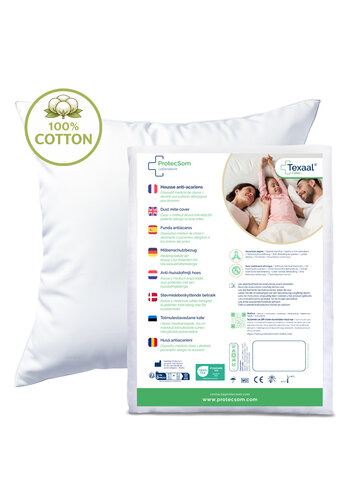 Kissenbezug gegen Hausstaubmilben 40 cm x 60 cm – 100 % Baumwolle – Texaal®  - Protecsom 
