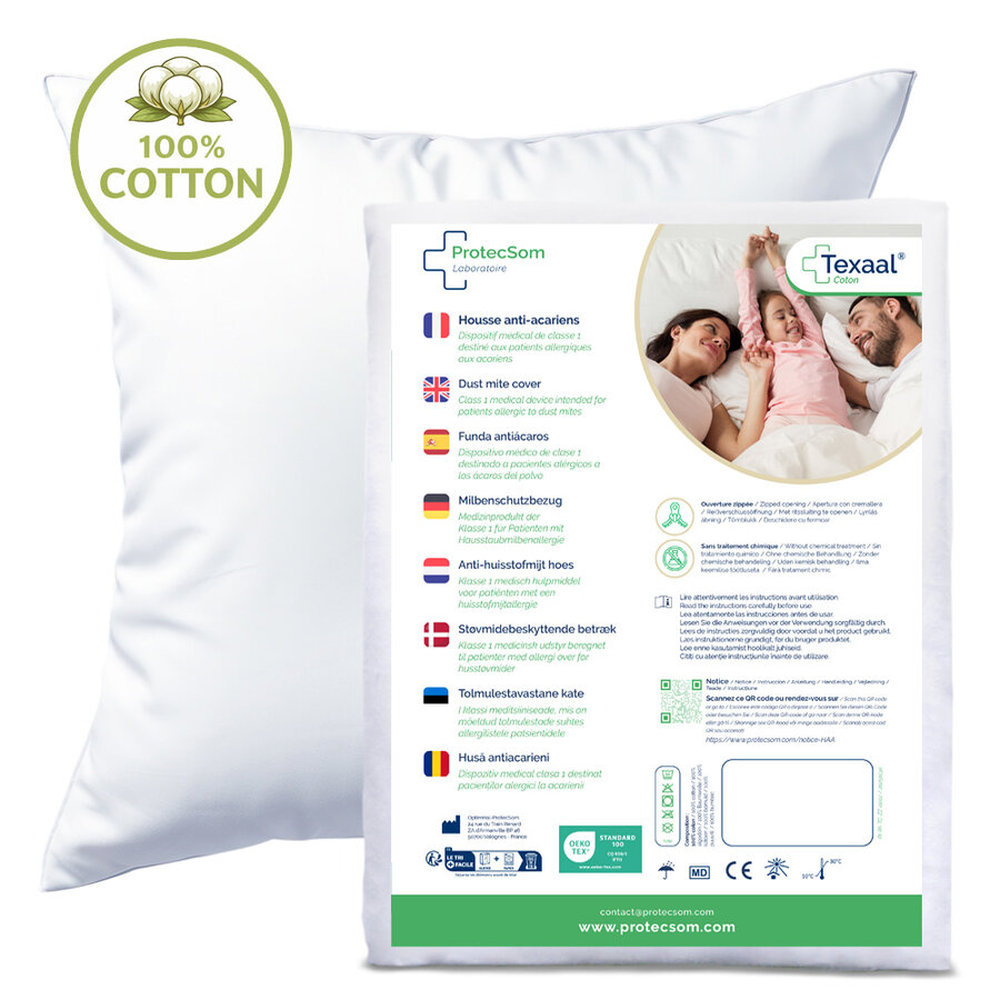 Taie d'oreiller  anti-acariens – 100% coton - Texaal®-1