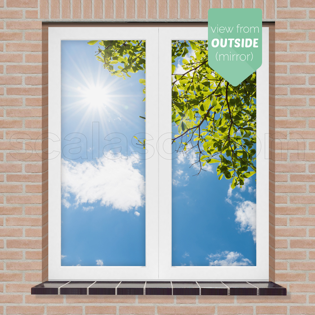Profi Sonnenschutzfolie 87% Hitzeschutz Spiegel Fenster Folie verspiegelt  *außen