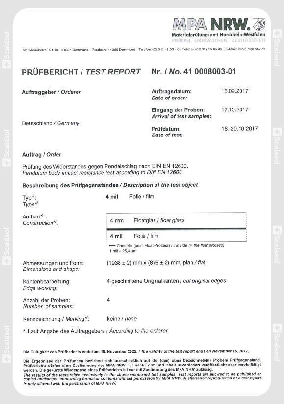 Certificaat veiligheidsfolie QS4 deel 1