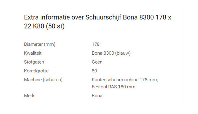 Bona Schuurschijf 8300 maat 178x22mm (kies uw korrel)