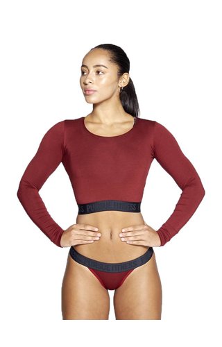 Pursue Fitness Crop cut Long sleeve - maroon Pursue Fitness Crop cut Long sleeve - maroon