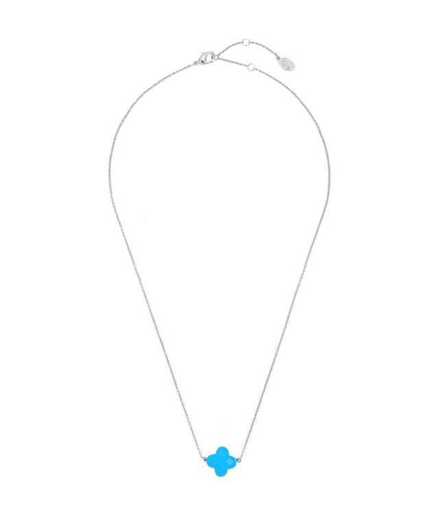 Clover necklace zilver blue