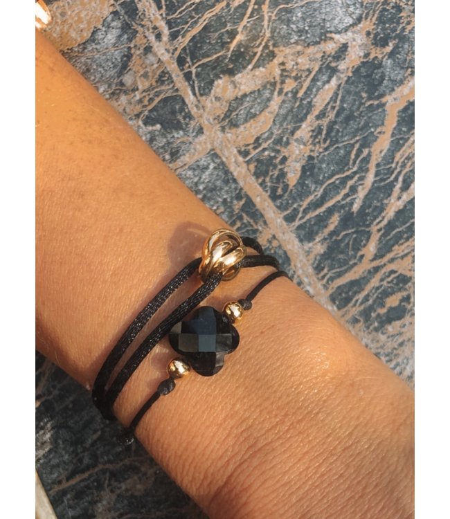 Love Bracelet 3 Rings Zwart Goud