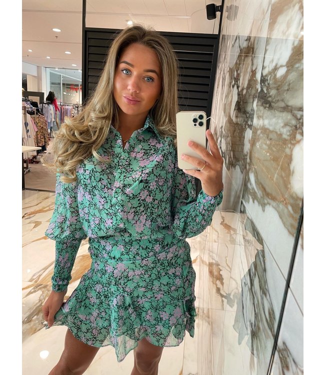 Bloemen rokje mintgroen/lila