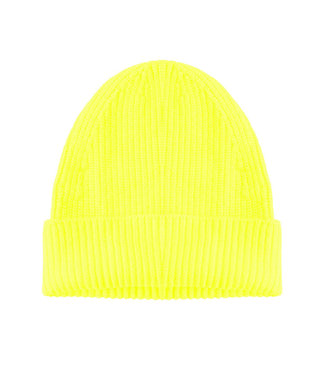 Knit beanie geel