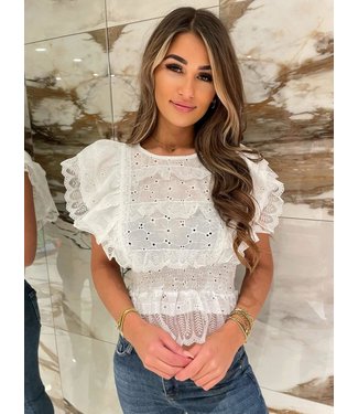 Witte top kanten details