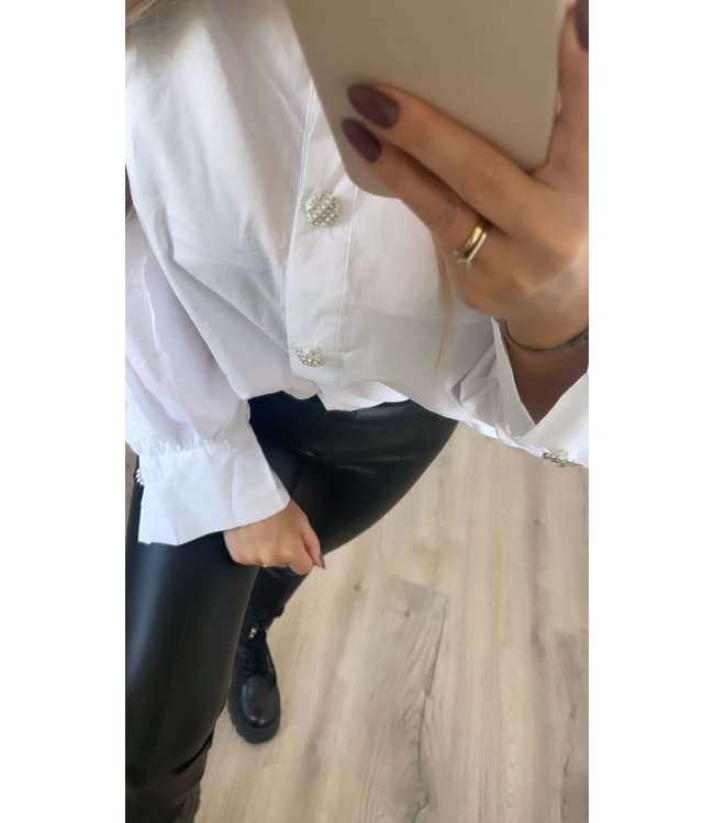 Witte blouse diamonds