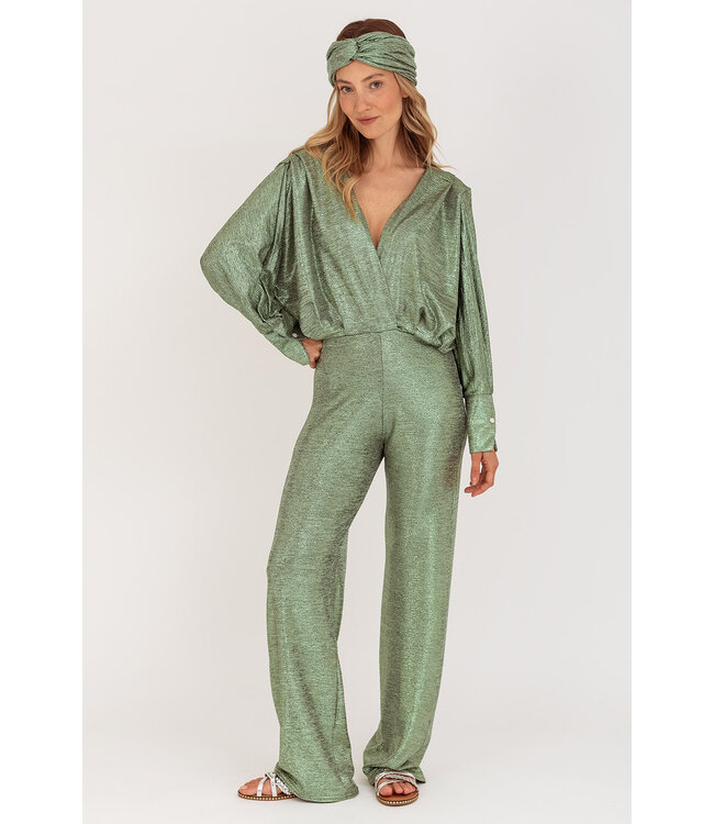 Jumpsuit metallic groen