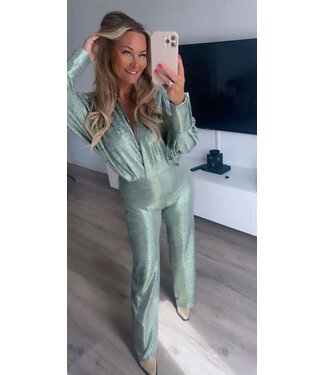 Jumpsuit metallic groen