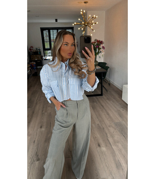 Cropped blauw /witte blouse