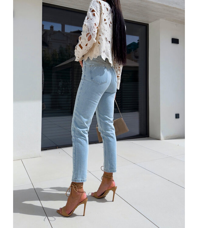 Opengewerkte top ecru