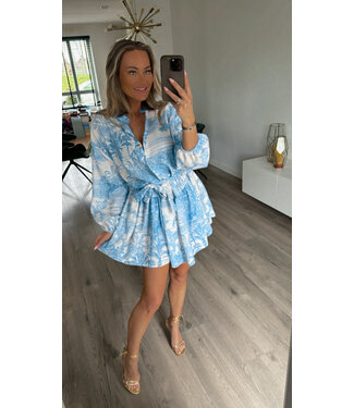 Jurkje met inspired print blauw