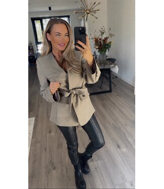 Blazer met ceintuur grijs/taupe