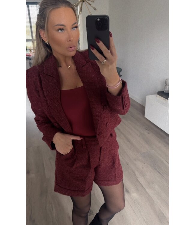 Burgundy tweed shortje