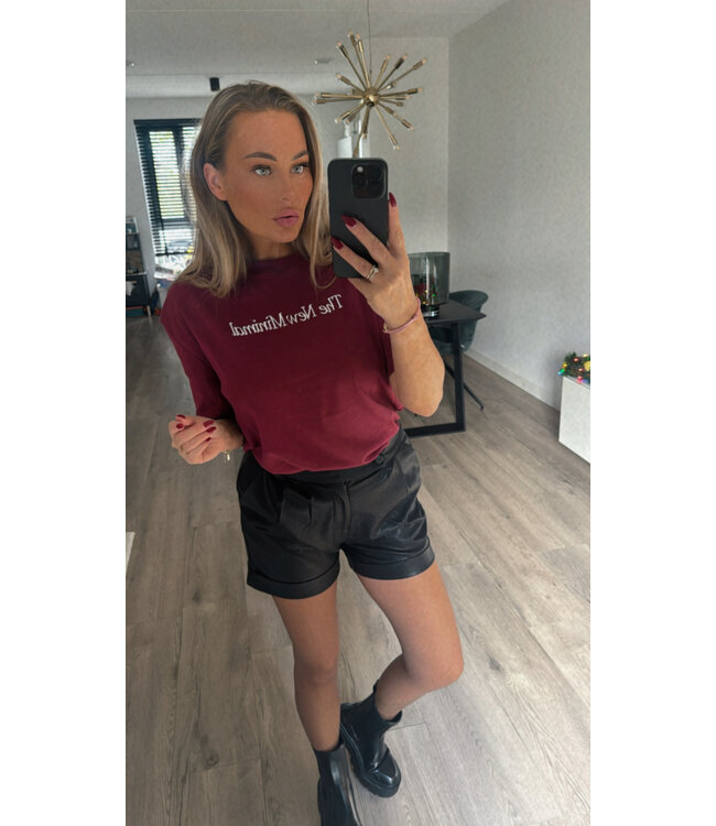 Top ambika burgundy/wit