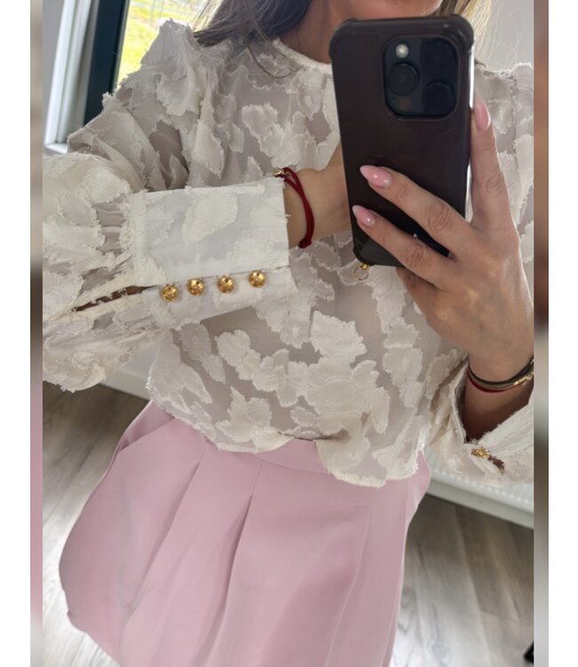 Cropped blouse gouden knopen