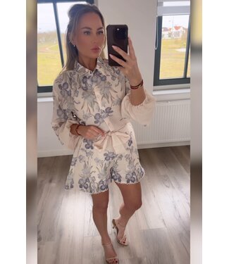 2- piese set bloemen print