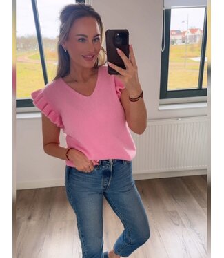 Ambika top ruffle roze