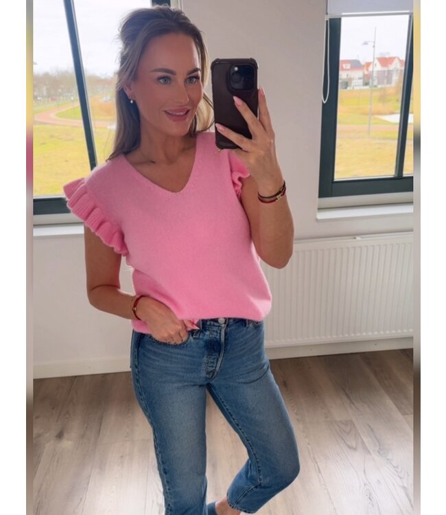 Ambika top ruffle roze