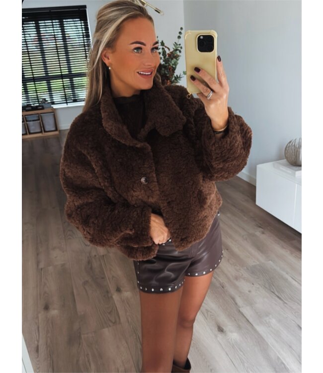Teddy jacket bruin