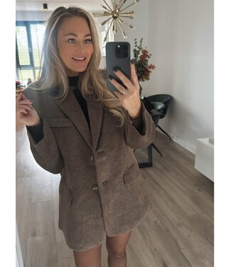 Bruine wolblend blazer
