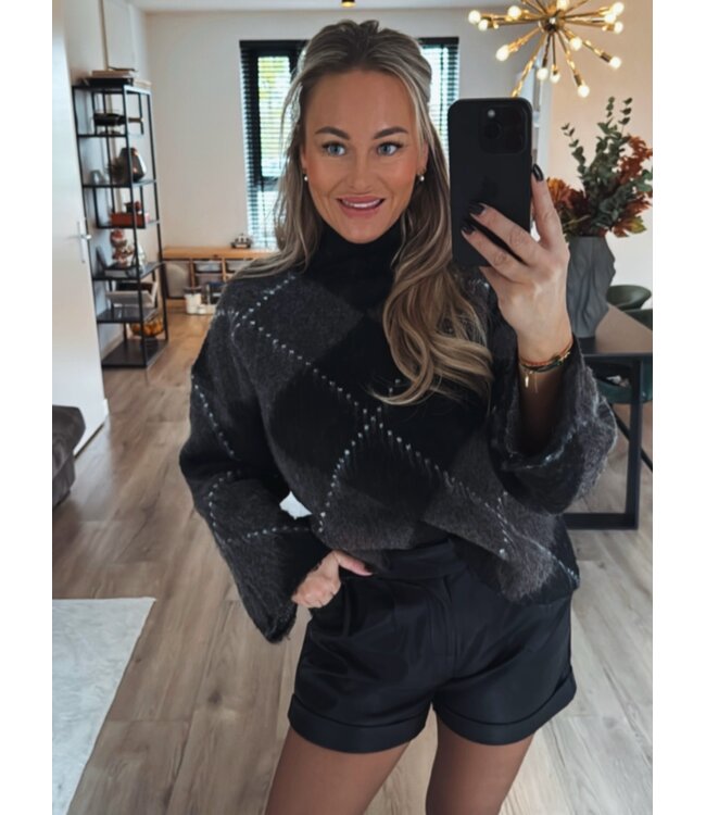Argyle trui grijs/zwart