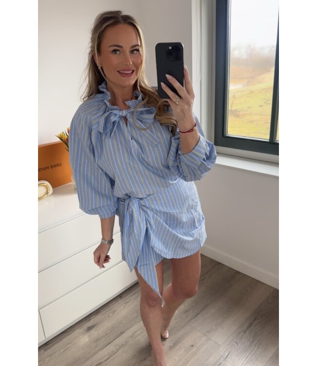 2- piece set blauw gestreept