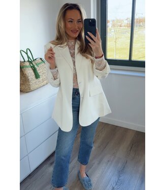 Blazer off white met rug detail