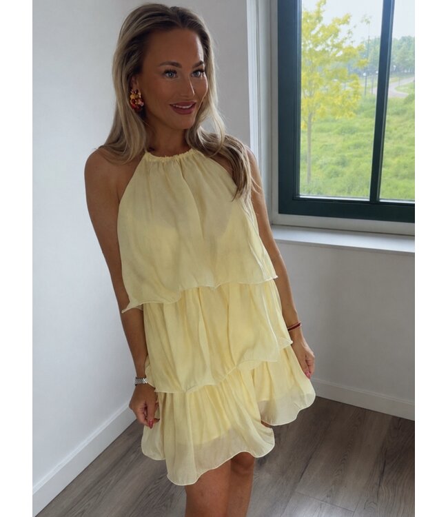 Ruffle jurk geel