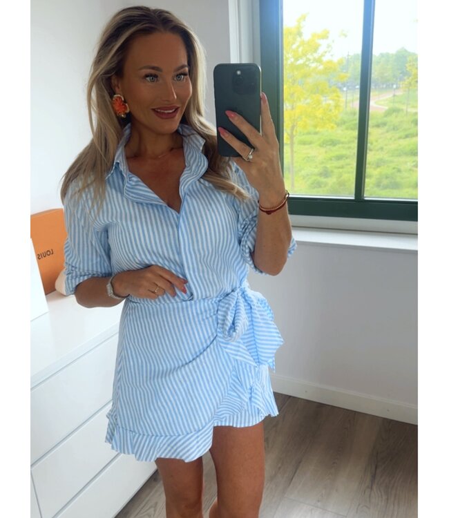 Gestreepte jurk blauw/wit