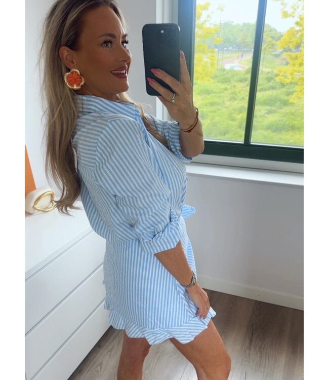 Gestreepte jurk blauw/wit