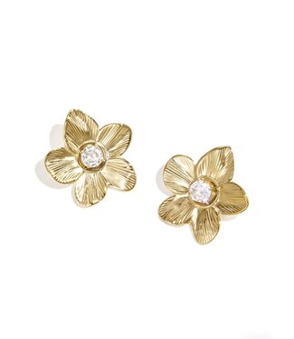 Gouden oorbellen met bloem