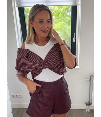 Burgundy gestreepte blouse met witte top