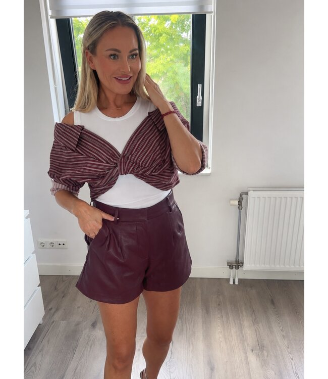 Burgundy gestreepte blouse met witte top